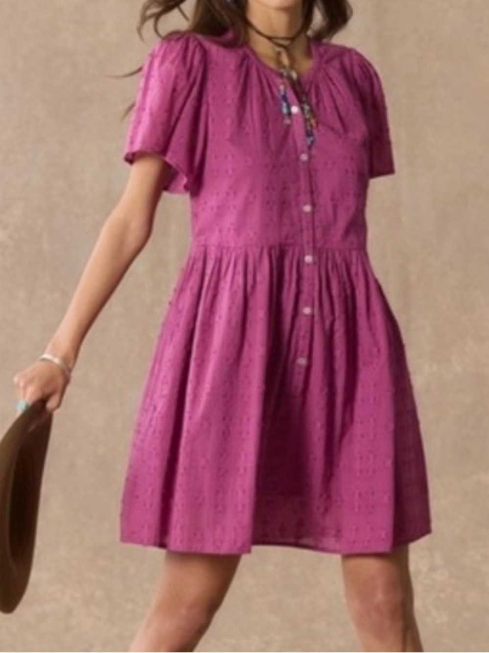 NWOT Sundance Sienna Breeze Embroidered Print Mini Dress Raspberry Sz PXS